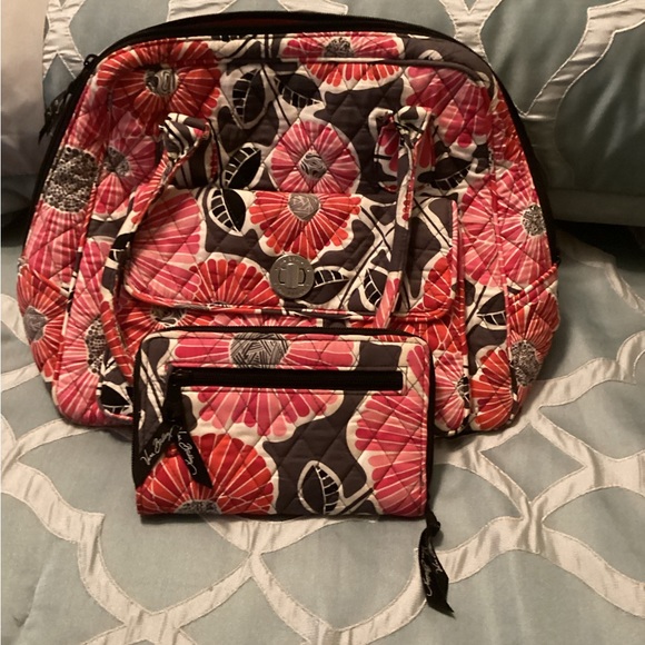Vera Bradley turn lock satchel handbag with matching wallet retired style in EUC - Picture 3 of 7